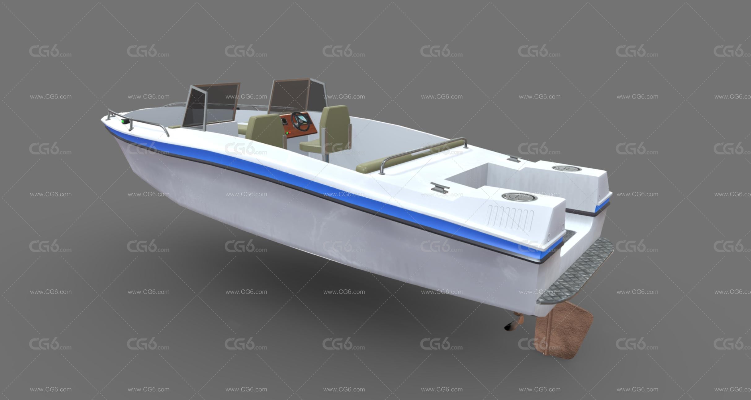 快艇 游艇 小艇 观光艇 钓鱼艇 小渔船3D模型-3