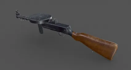 波波德冲锋枪 PPD-30冲锋枪 二战冲锋枪 抗美援朝武器 苏联枪械武器3D模型