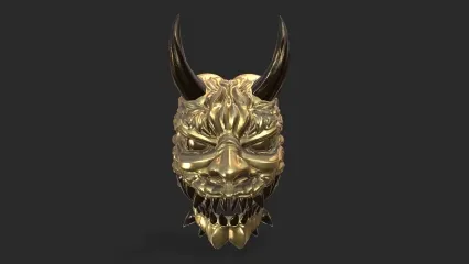 恶魔面具 黄金面具 鬼脸面具 恶灵面具 假面舞会面具3D模型