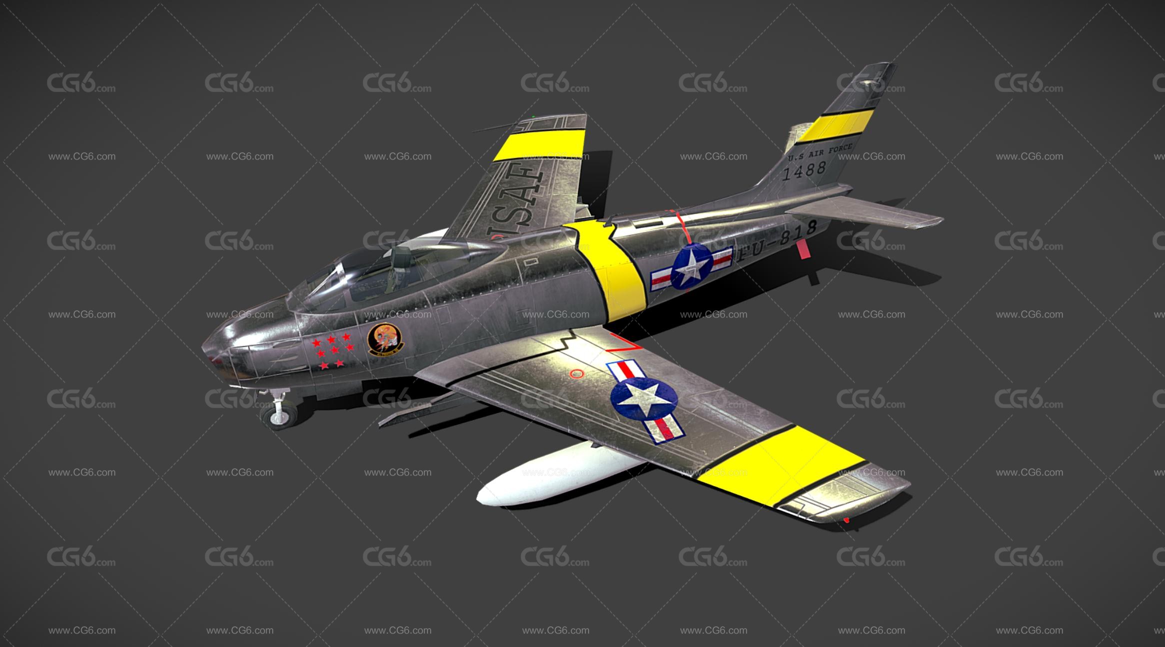 F-86F-30-NA飞机 F-86F喷气式战斗机 二战军用飞机 歼击机 轰炸机3D模型-1