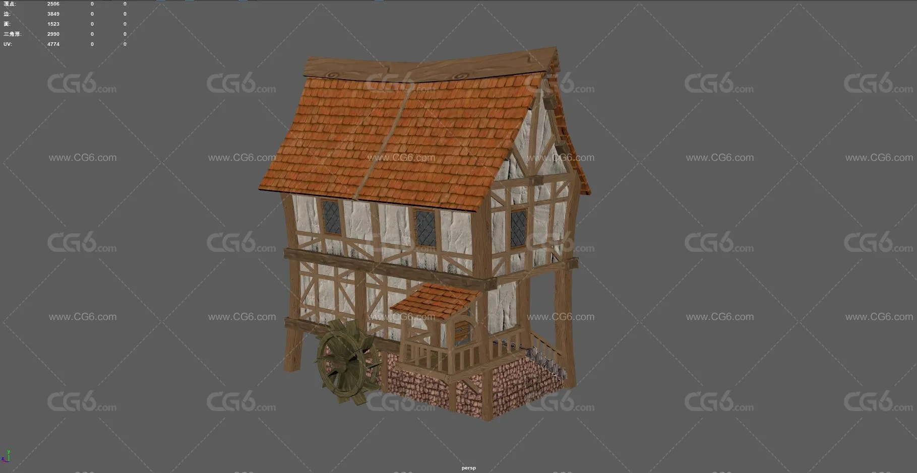 水车小屋 卡通房屋 水磨坊 森林木屋 小房子 欧式建筑 卡通村庄 中世纪建筑 游戏木屋 西方房屋-7
