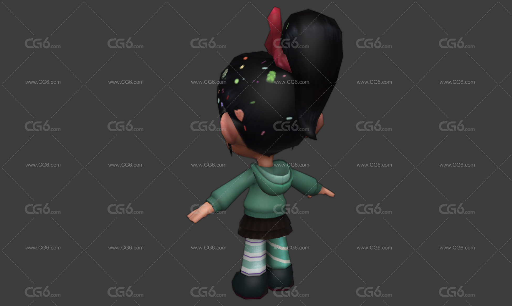 绘制公主瓦内洛普 Vanellope 无敌破坏王女角色 快手阿修 可爱小女孩 小萝莉3D模型-3