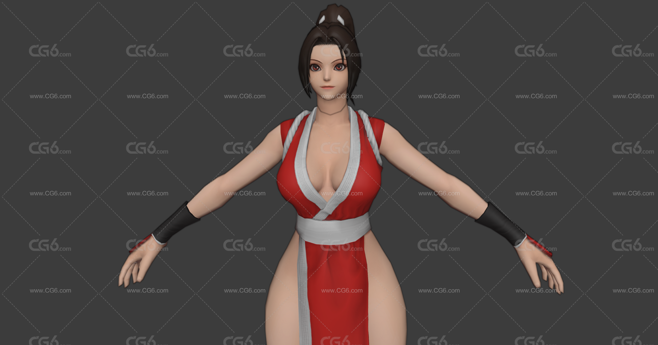 白内麻衣 Mai Shiranui 不知火舞 拳王女战士 格斗女王 性感美女 扇子 御姐3D模型-4