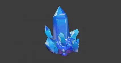蓝色水晶 水晶石 岩石 石头 矿石 水晶矿 宝石3D模型