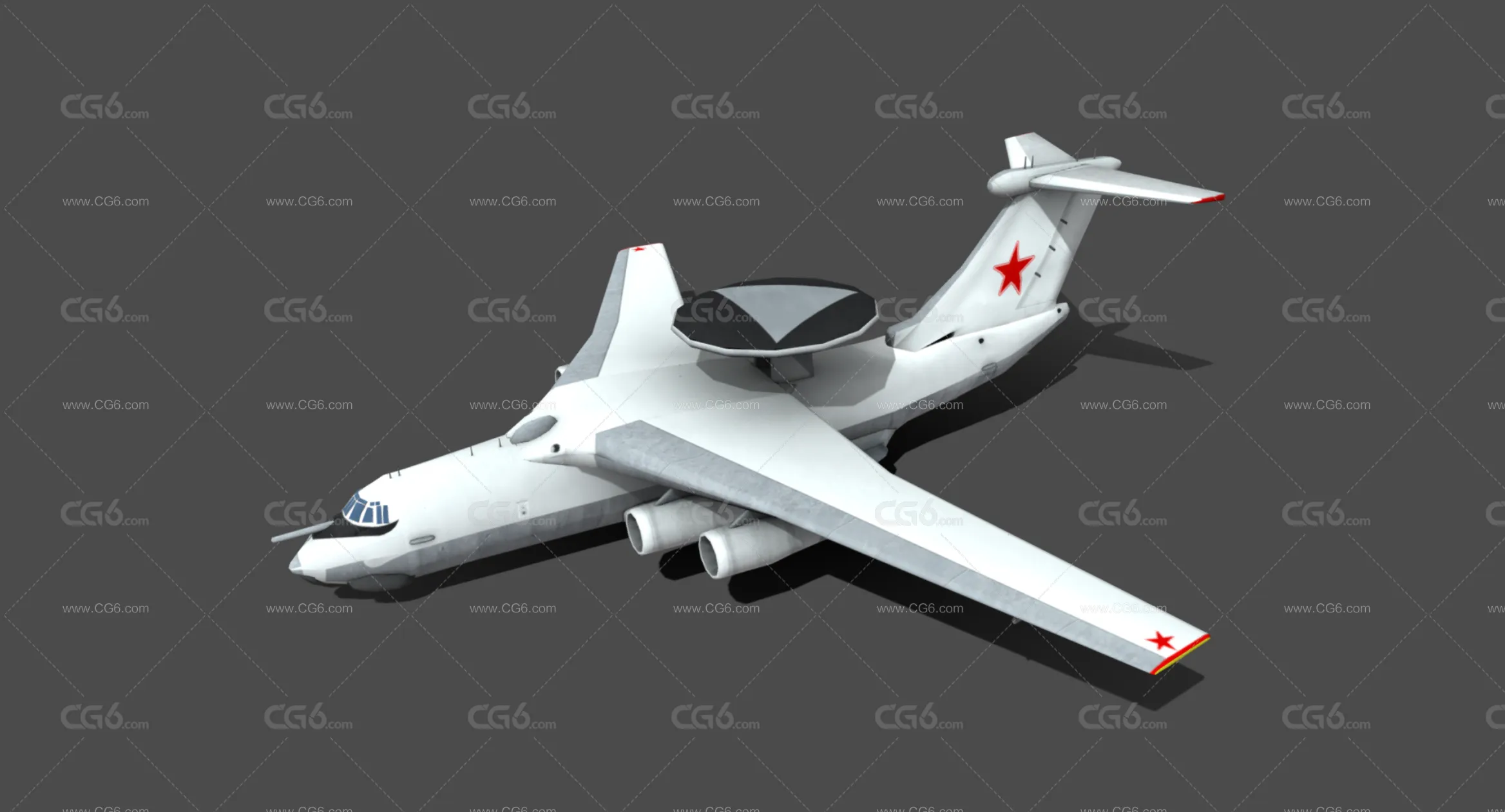 Lowpoly低模俄罗斯A50预警机 熊蜂预警机 А-50 军用飞机3D模型-1