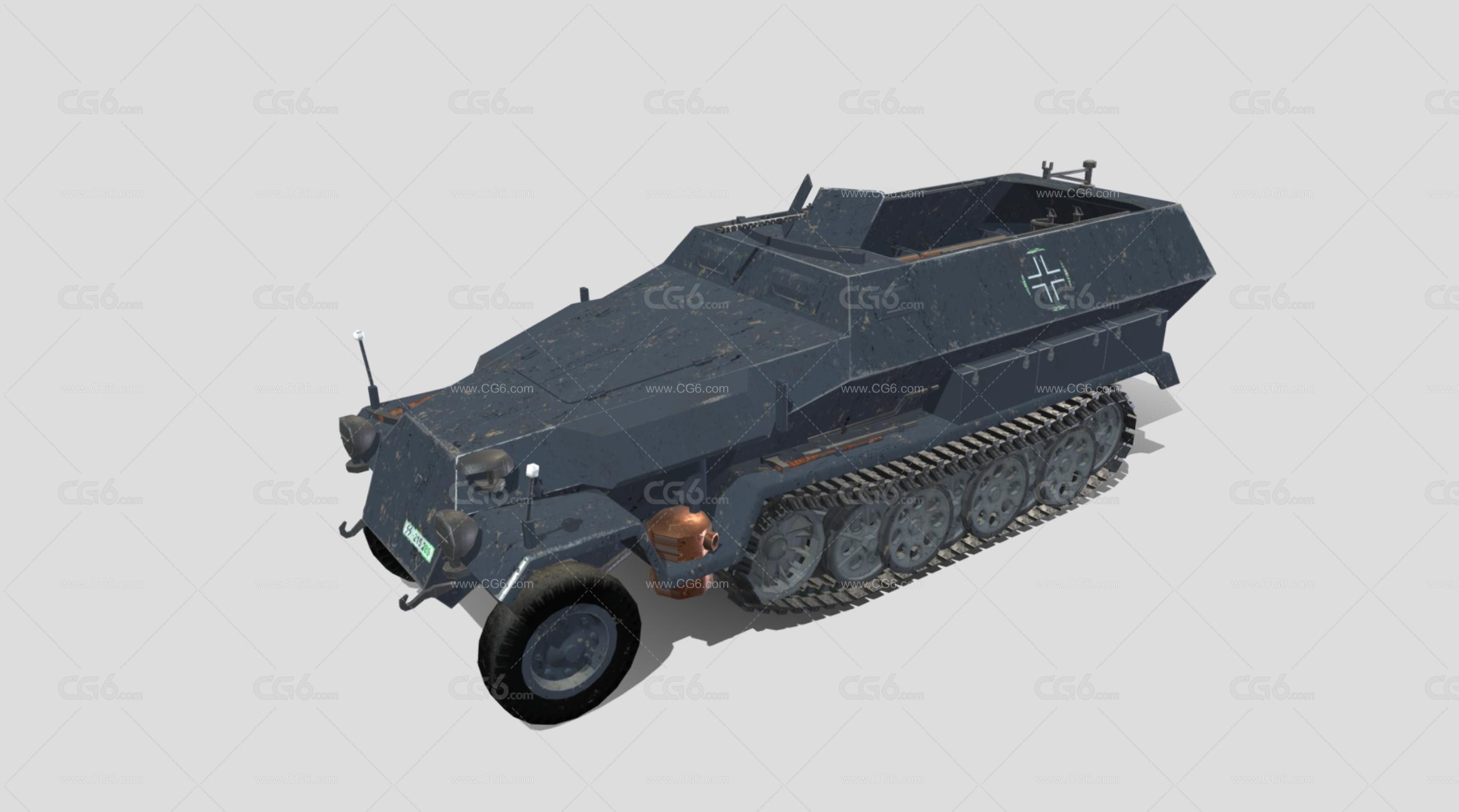 PBR次时代二战德军半履带装甲车 运兵车 轻型装甲车 Sdkfz装甲车 装甲输送车 迷彩涂装 装甲运兵车-1