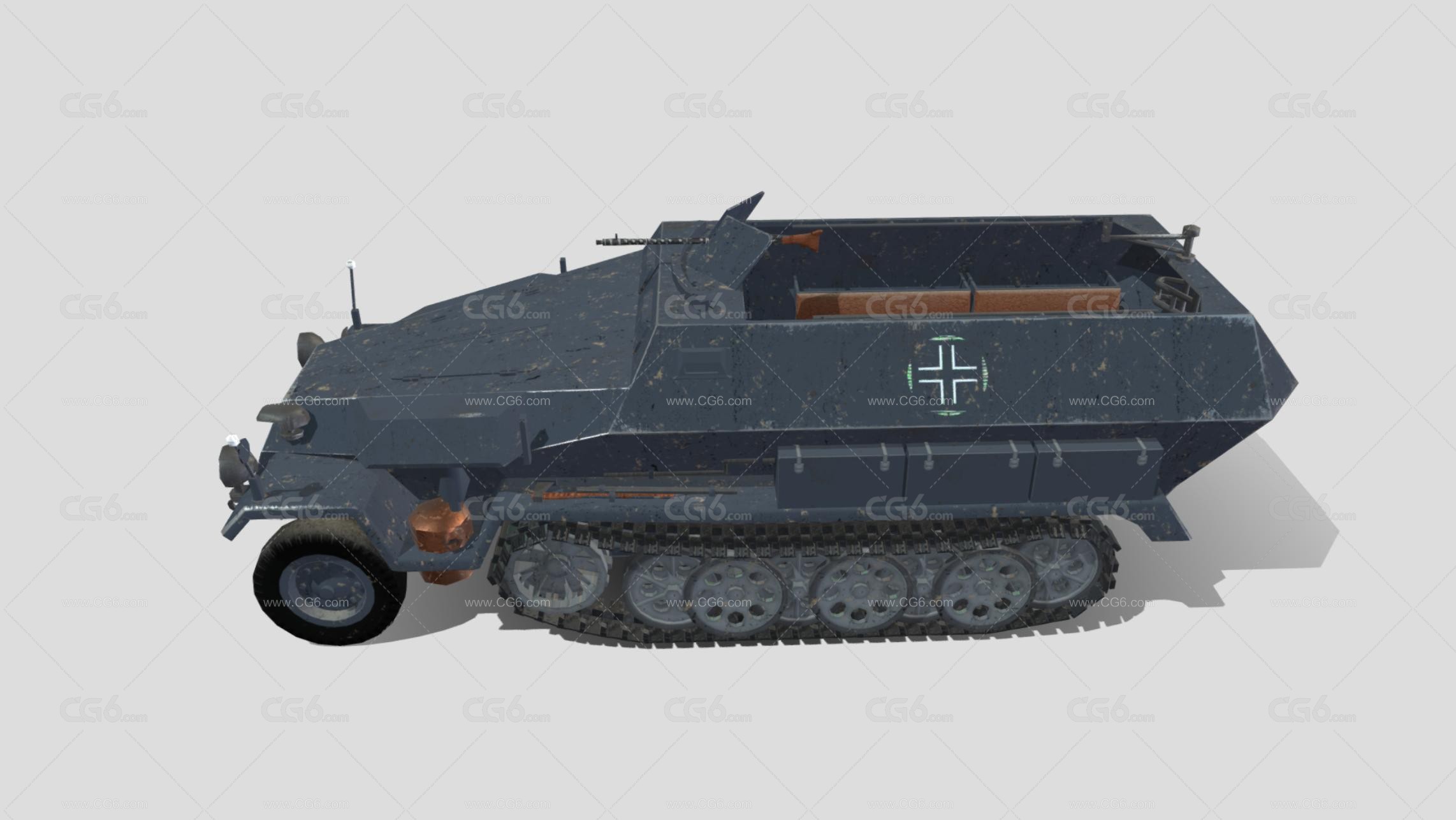 PBR次时代二战德军半履带装甲车 运兵车 轻型装甲车 Sdkfz装甲车 装甲输送车 迷彩涂装 装甲运兵车-2