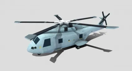 Lowpoly低模武装直升机 AW101灰背隼直升机 多用途直升机 卡通直升机3D模型