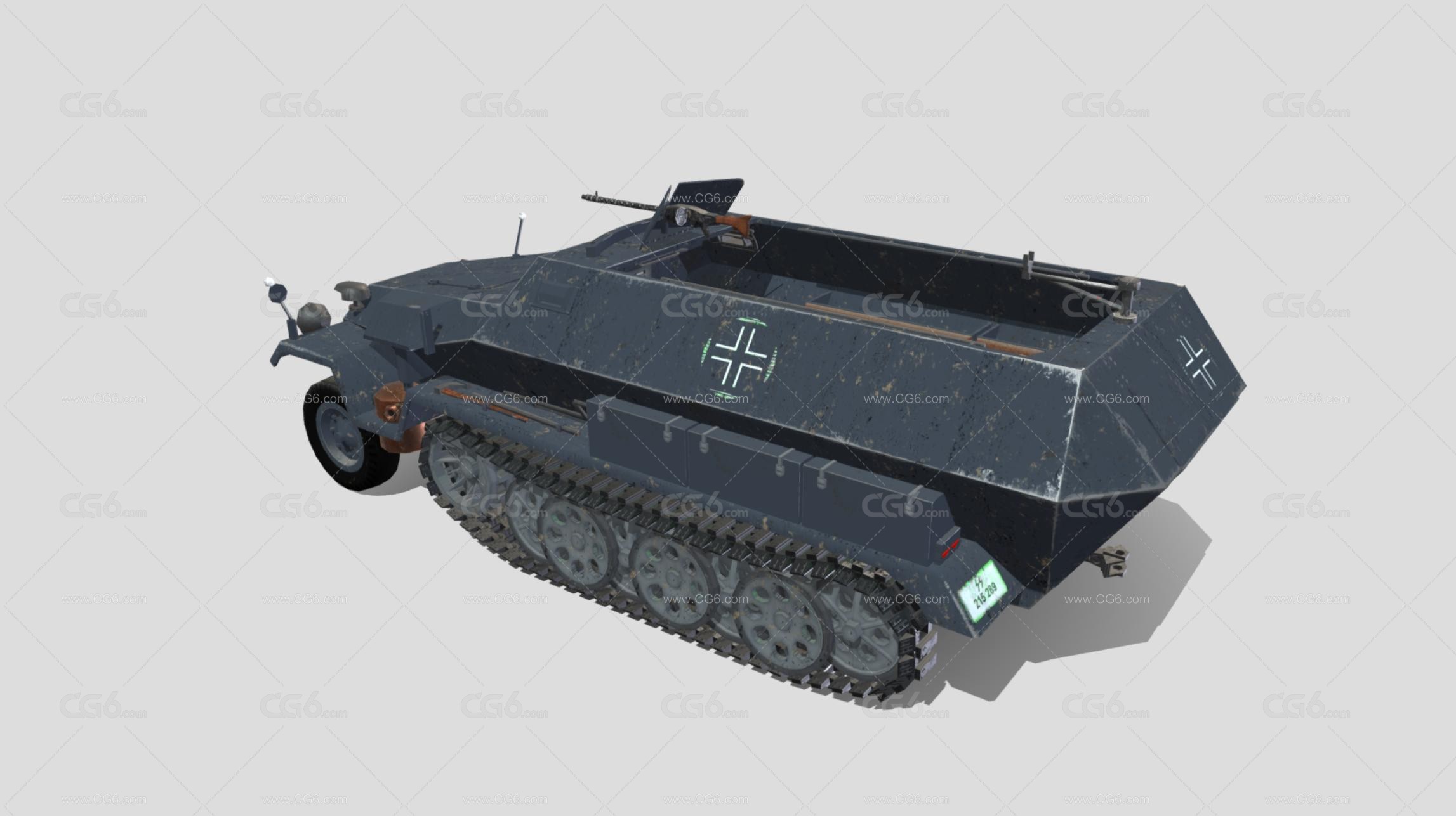 PBR次时代二战德军半履带装甲车 运兵车 轻型装甲车 Sdkfz装甲车 装甲输送车 迷彩涂装 装甲运兵车-3