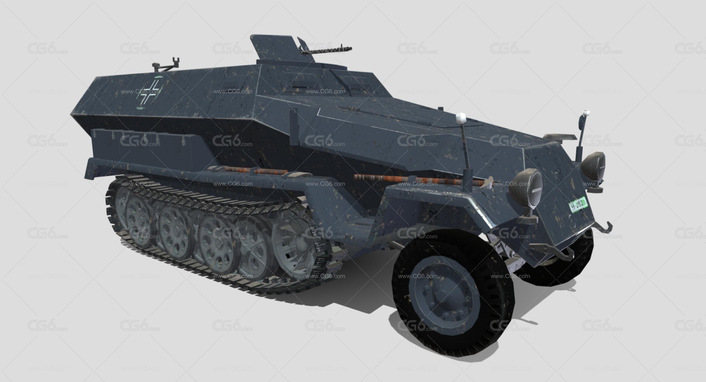 PBR次时代二战德军半履带装甲车 运兵车 轻型装甲车 Sdkfz装甲车 装甲输送车 迷彩涂装 装甲运兵车-5