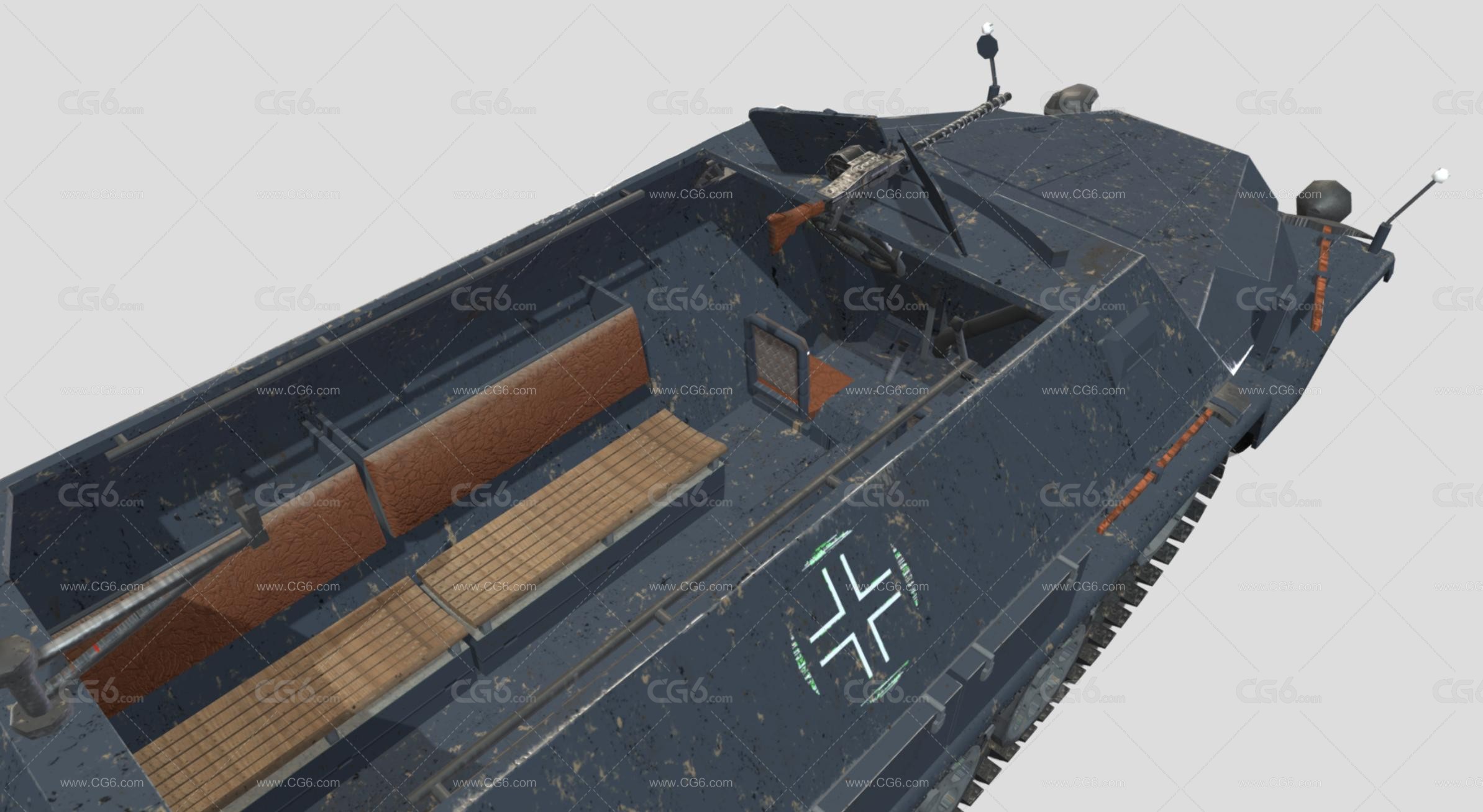 PBR次时代二战德军半履带装甲车 运兵车 轻型装甲车 Sdkfz装甲车 装甲输送车 迷彩涂装 装甲运兵车-4