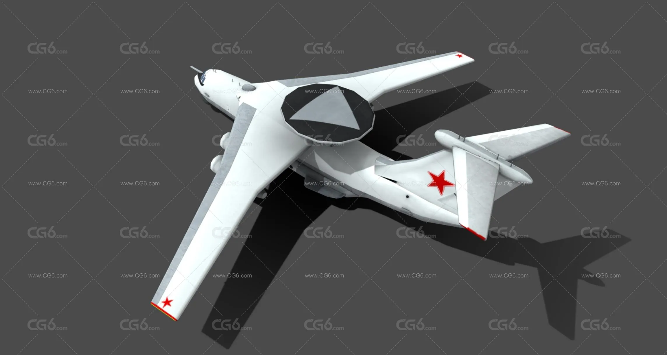 Lowpoly低模俄罗斯A50预警机 熊蜂预警机 А-50 军用飞机3D模型-2