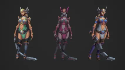 女武神安娜 美女武士 中世纪女战士 圣女 神女 战神 女将军3D模型