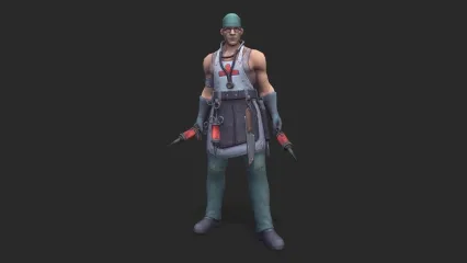 卡通手绘恶魔医生 屠夫 丧尸战士 游戏角色3D模型