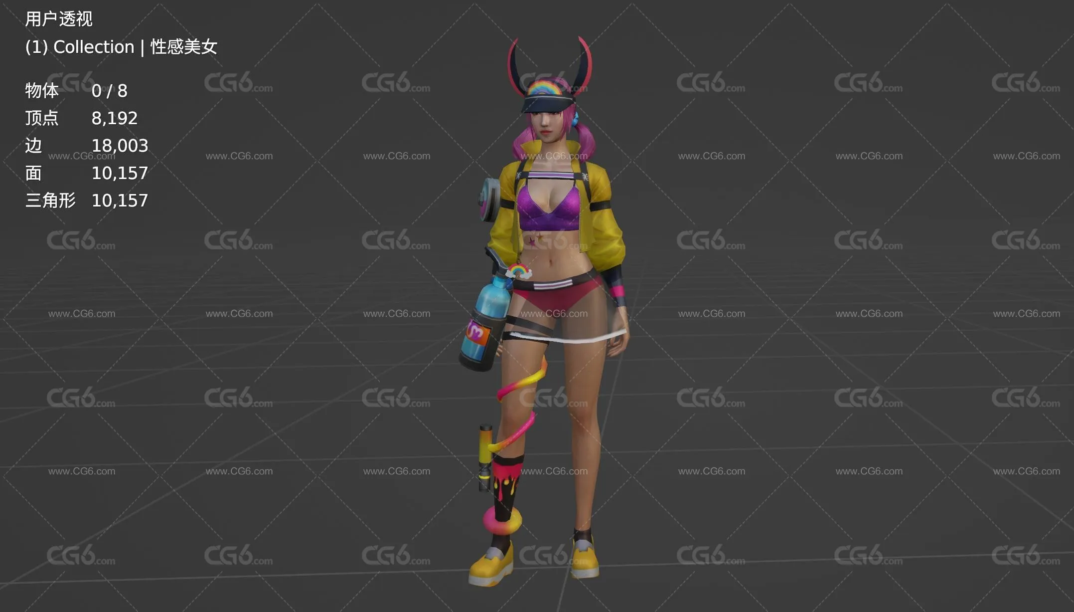 美女潜水员 泳装美女 性感美女 御姐 小姐姐 小萝莉 潜水服 游戏人物3D模型-6