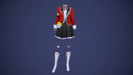 年轻女性服装 女大学生服 小黄鸡包 女性短裙 长腿袜 白色袜子 性感短裙3D模型