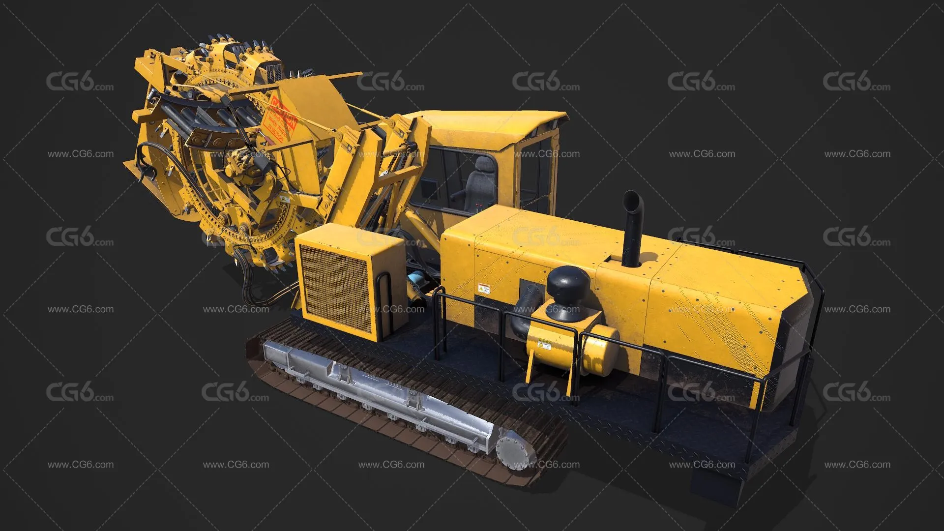 PBR轮式挖沟机 大挖沟机 环轮挖掘机 大型挖掘机 挖沟机 重型工程车带驾驶舱3D模型-3