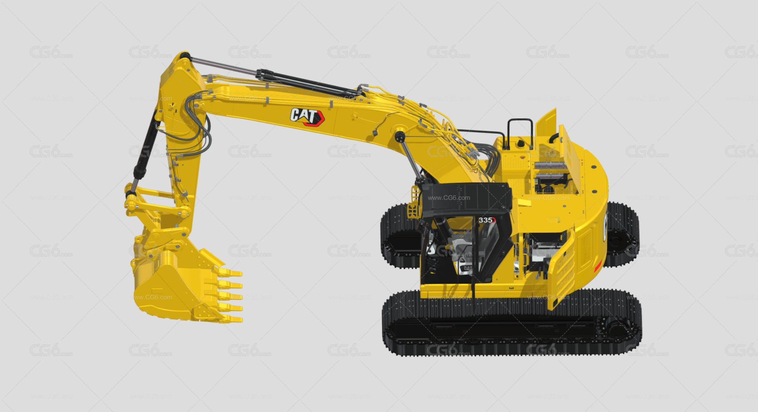 CAT335中型挖掘机 挖土机 挖机 履带式挖掘机 机械手臂 工程车 反铲挖掘机 钩机 工程机械3D模型-2