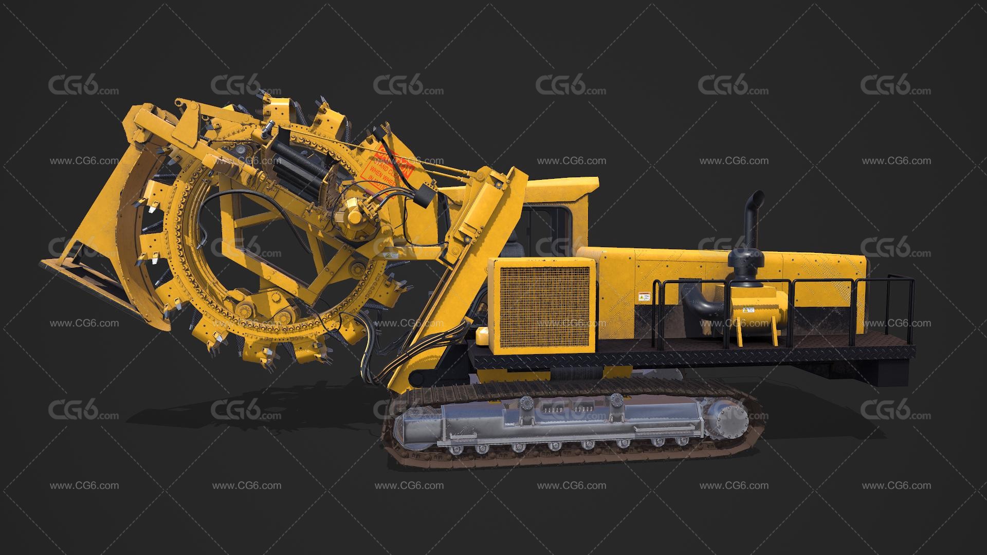 PBR轮式挖沟机 大挖沟机 环轮挖掘机 大型挖掘机 挖沟机 重型工程车带驾驶舱3D模型-2