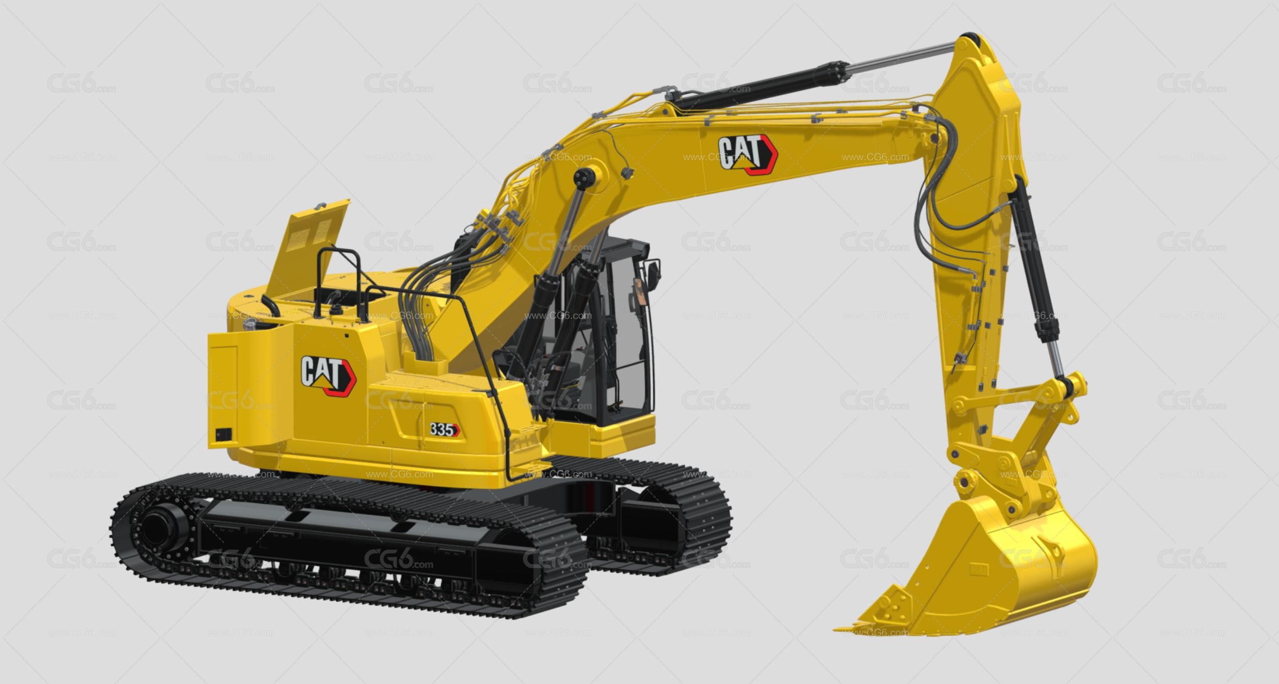 CAT335中型挖掘机 挖土机 挖机 履带式挖掘机 机械手臂 工程车 反铲挖掘机 钩机 工程机械3D模型-5