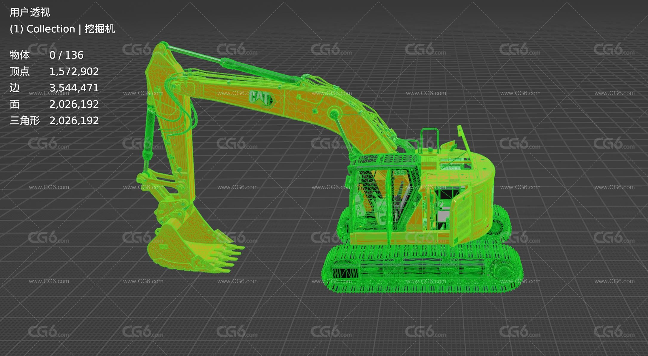 CAT335中型挖掘机 挖土机 挖机 履带式挖掘机 机械手臂 工程车 反铲挖掘机 钩机 工程机械3D模型-7