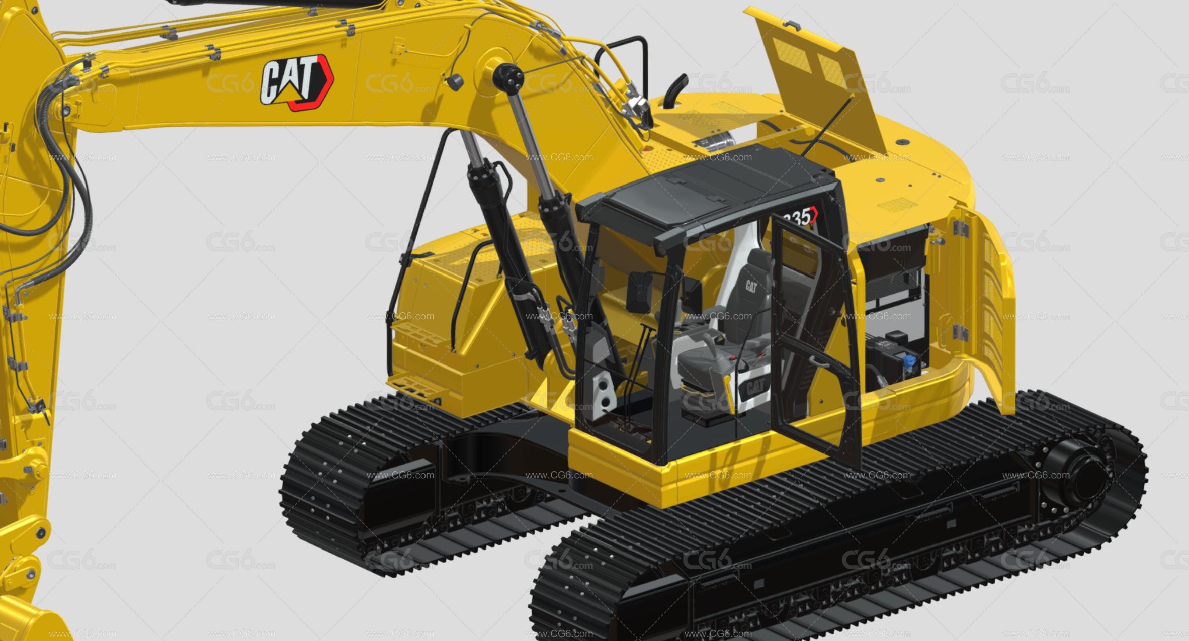 CAT335中型挖掘机 挖土机 挖机 履带式挖掘机 机械手臂 工程车 反铲挖掘机 钩机 工程机械3D模型-4