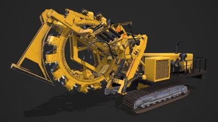 PBR轮式挖沟机 大挖沟机 环轮挖掘机 大型挖掘机 挖沟机 重型工程车带驾驶舱3D模型