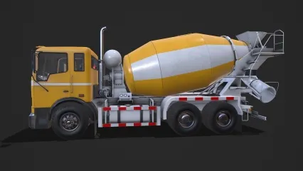 混凝土搅拌机 水泥搅拌车 水泥搅拌机 混凝土搅拌车 建筑工地大卡车3D模型