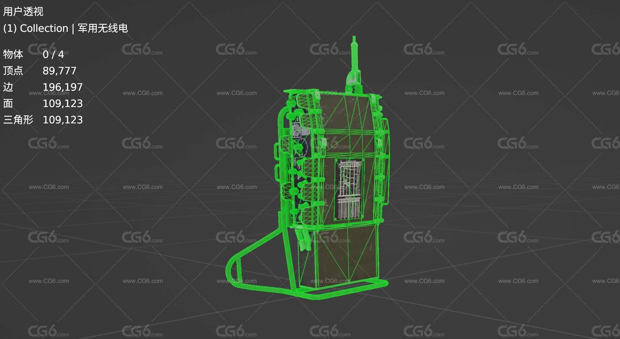 军用无线电 军用电台 军用对讲机 无线通讯设备3D模型-6