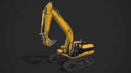 PBR次时代写实挖掘机 工程车辆 挖土机 重型工程车辆 履带式挖掘机 挖土机3D模型