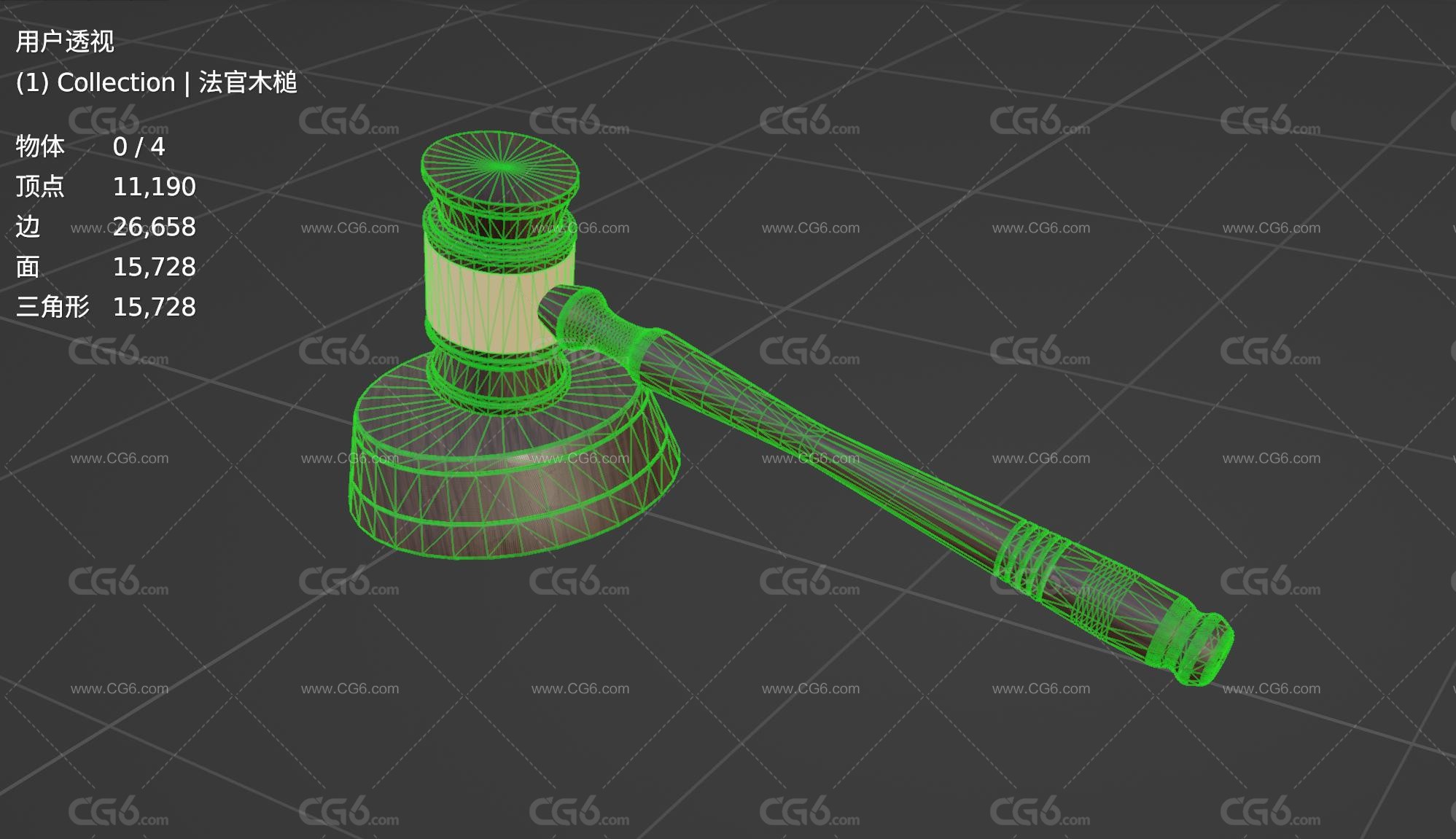 法槌 法官锤子 法锤 法官锤 木锤 司法锤子 法官木槌3D模型-6