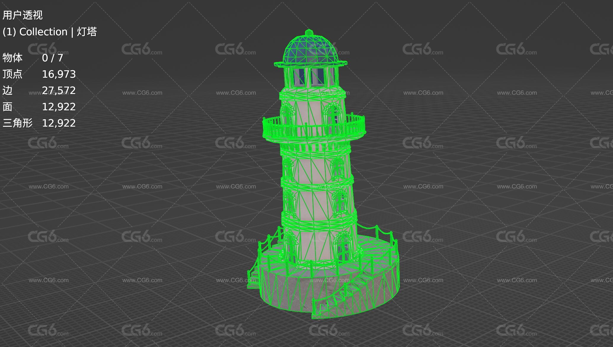 PBR次世代灯塔灯楼破旧建筑小楼 灯塔 海边灯塔 柱状灯塔 城堡3D模型-6