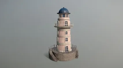 PBR次世代灯塔灯楼破旧建筑小楼 灯塔 海边灯塔 柱状灯塔 城堡3D模型