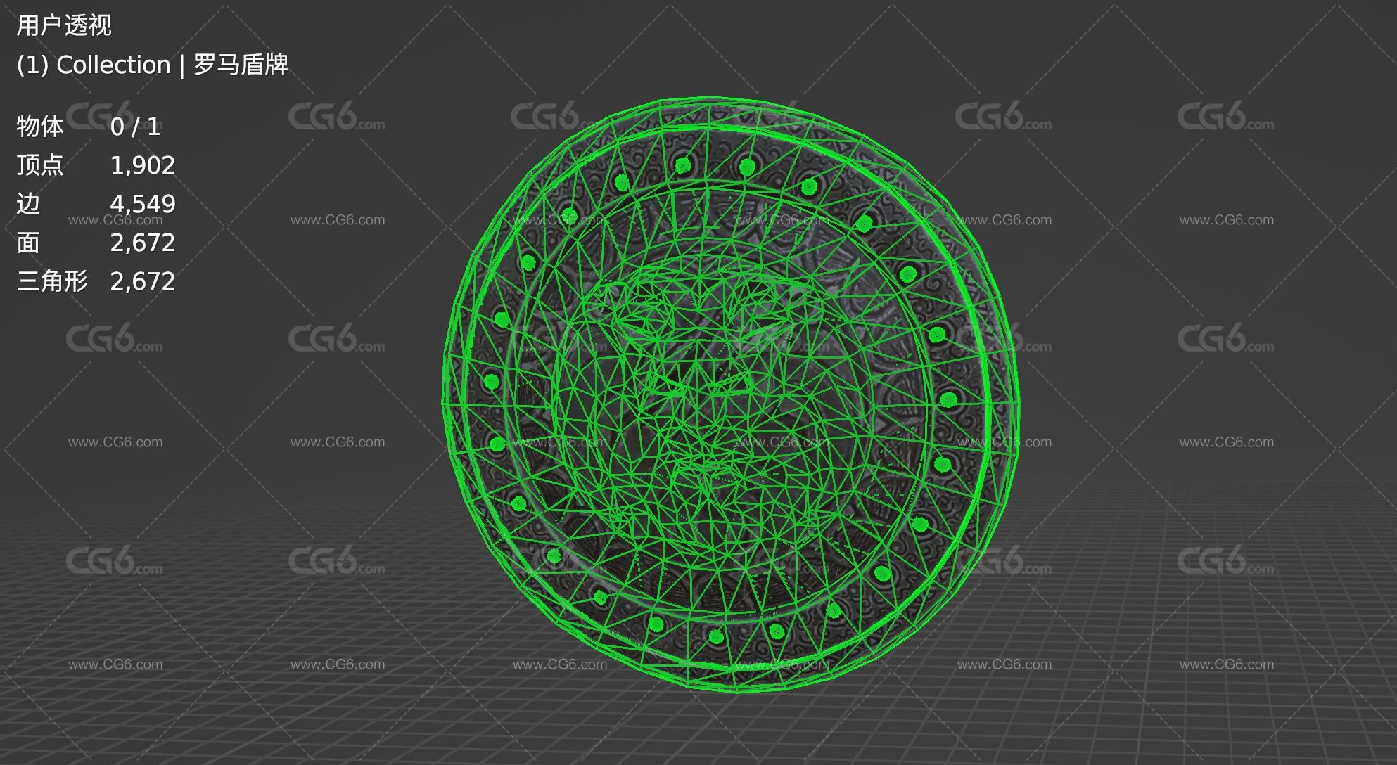 狮子头金属盾牌 圆盾 盾牌 古代盾牌 罗马盾牌3D模型-5