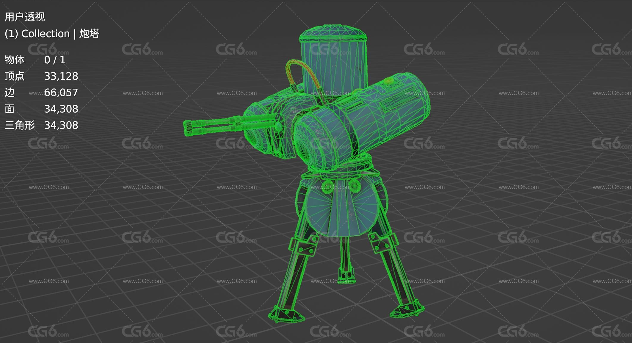 机枪炮塔 防御武器 防御炮塔 辐射炮塔 自动机枪炮塔炮台 火炮炮台3D模型-6