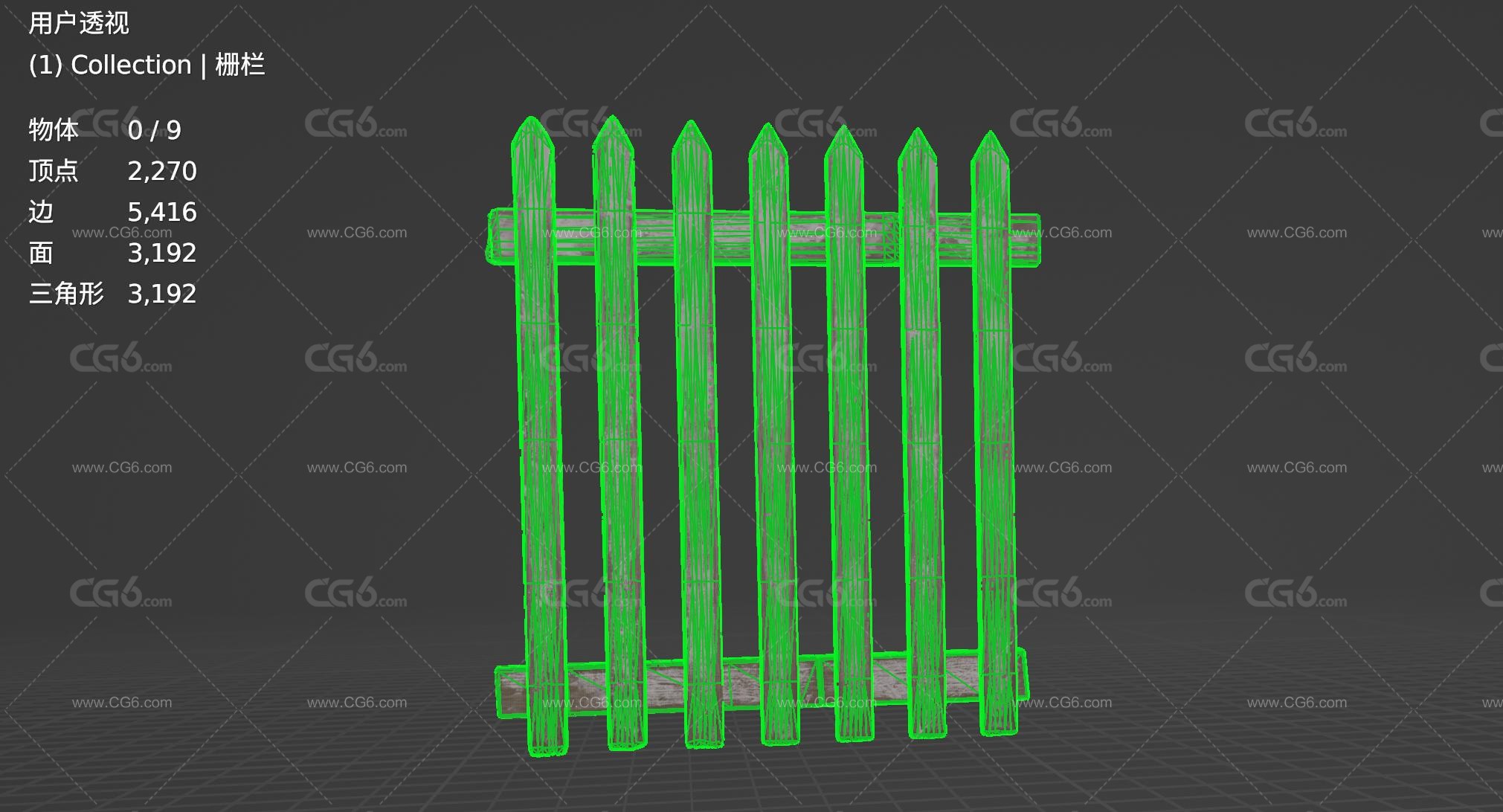 栅栏 木栅栏 篱笆 木围栏 木头栅栏3D模型-5