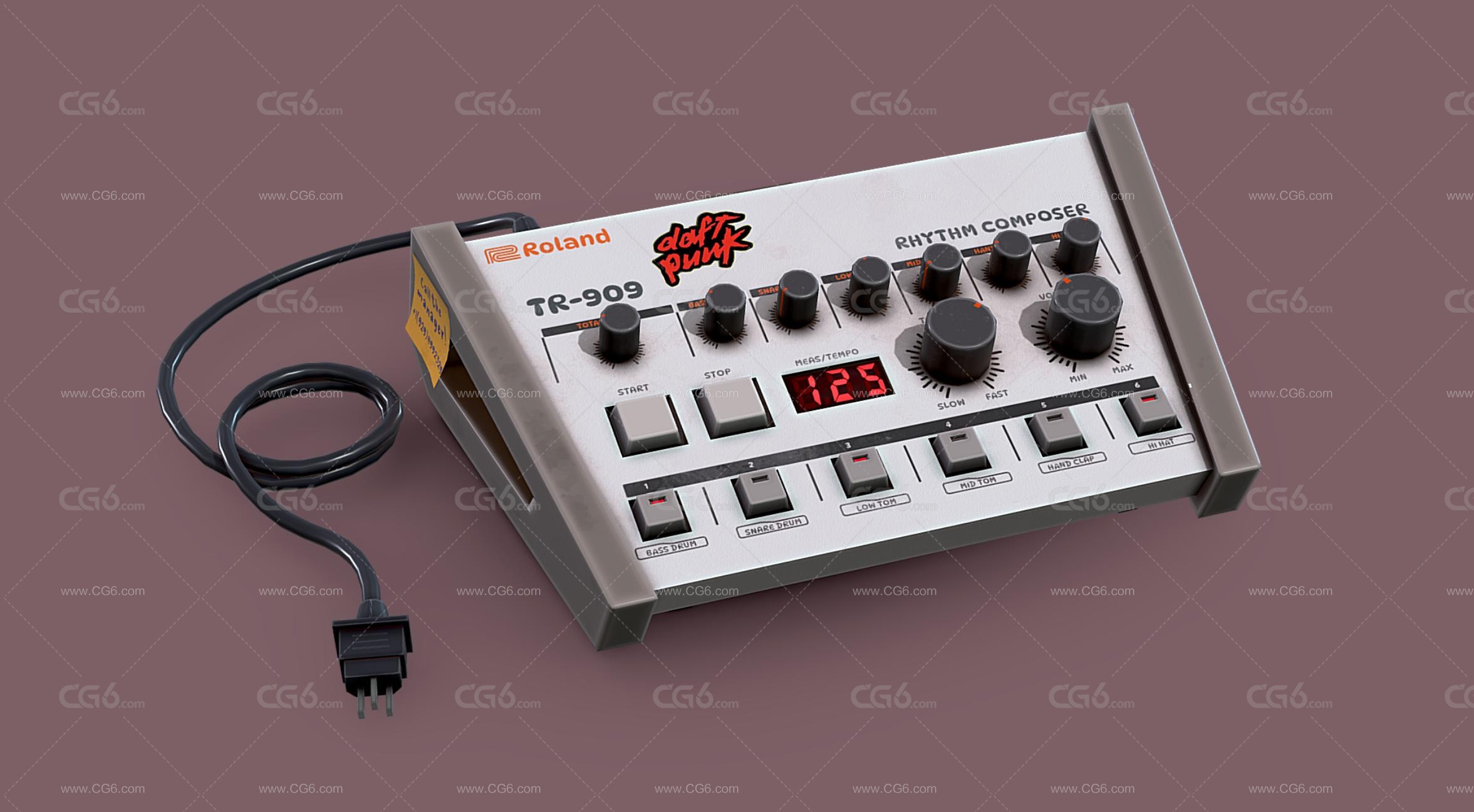 Roland TR-909 音频合成器 音乐合成器 音乐控制器 音频电容器3D模型-1