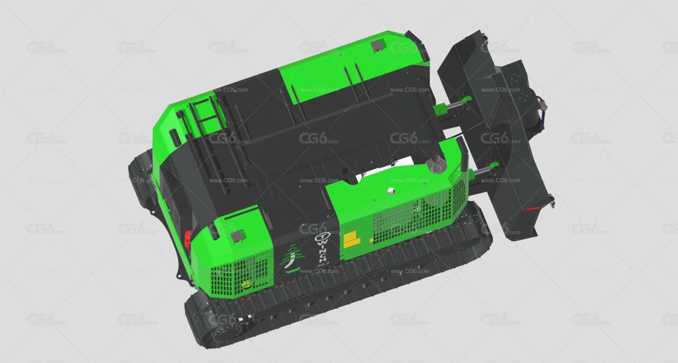 T型绞车  T型绞盘 牵引绞车 推土机 木材采伐机 伐木辅助机器3D模型-4