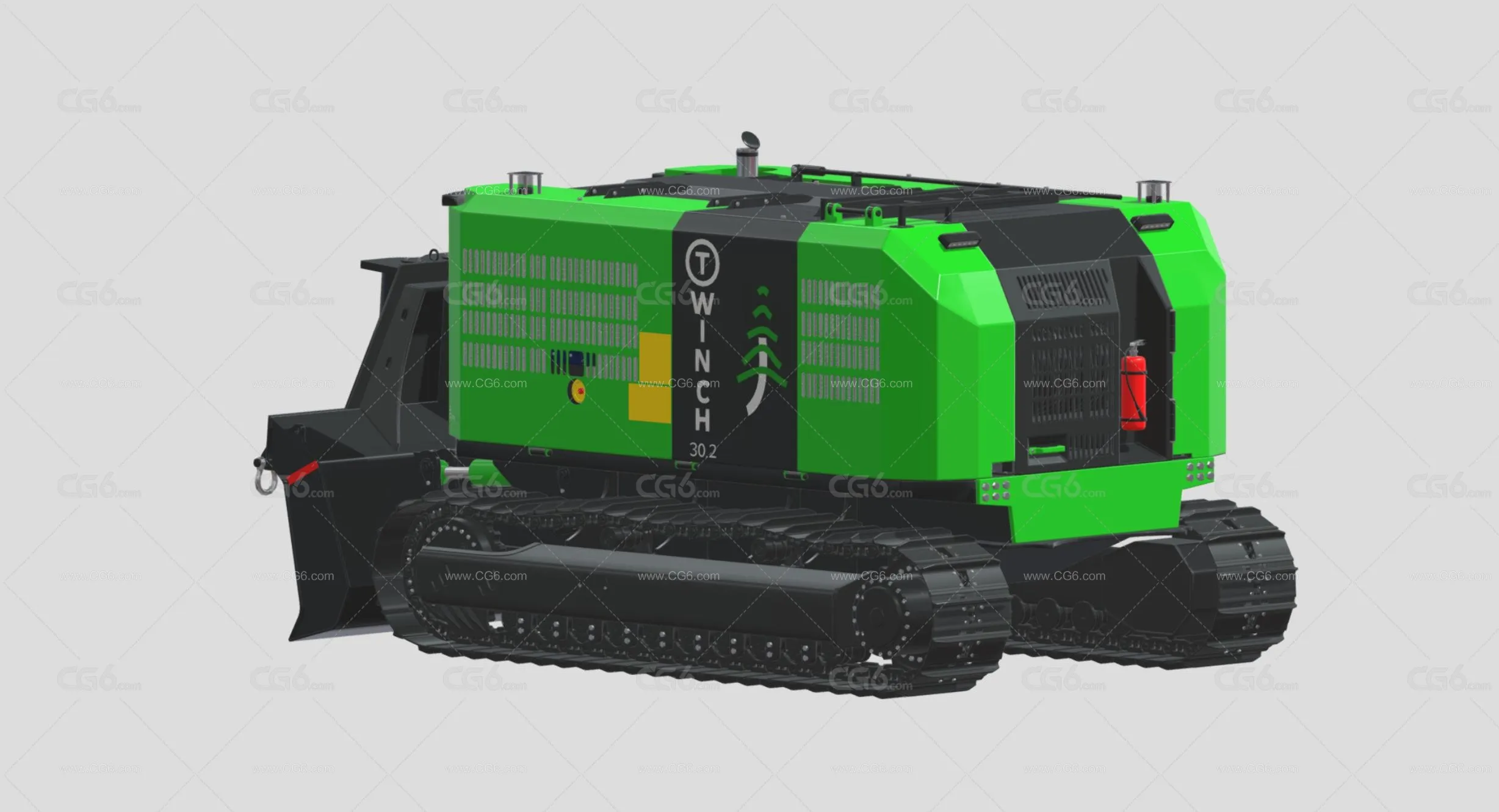 T型绞车  T型绞盘 牵引绞车 推土机 木材采伐机 伐木辅助机器3D模型-3