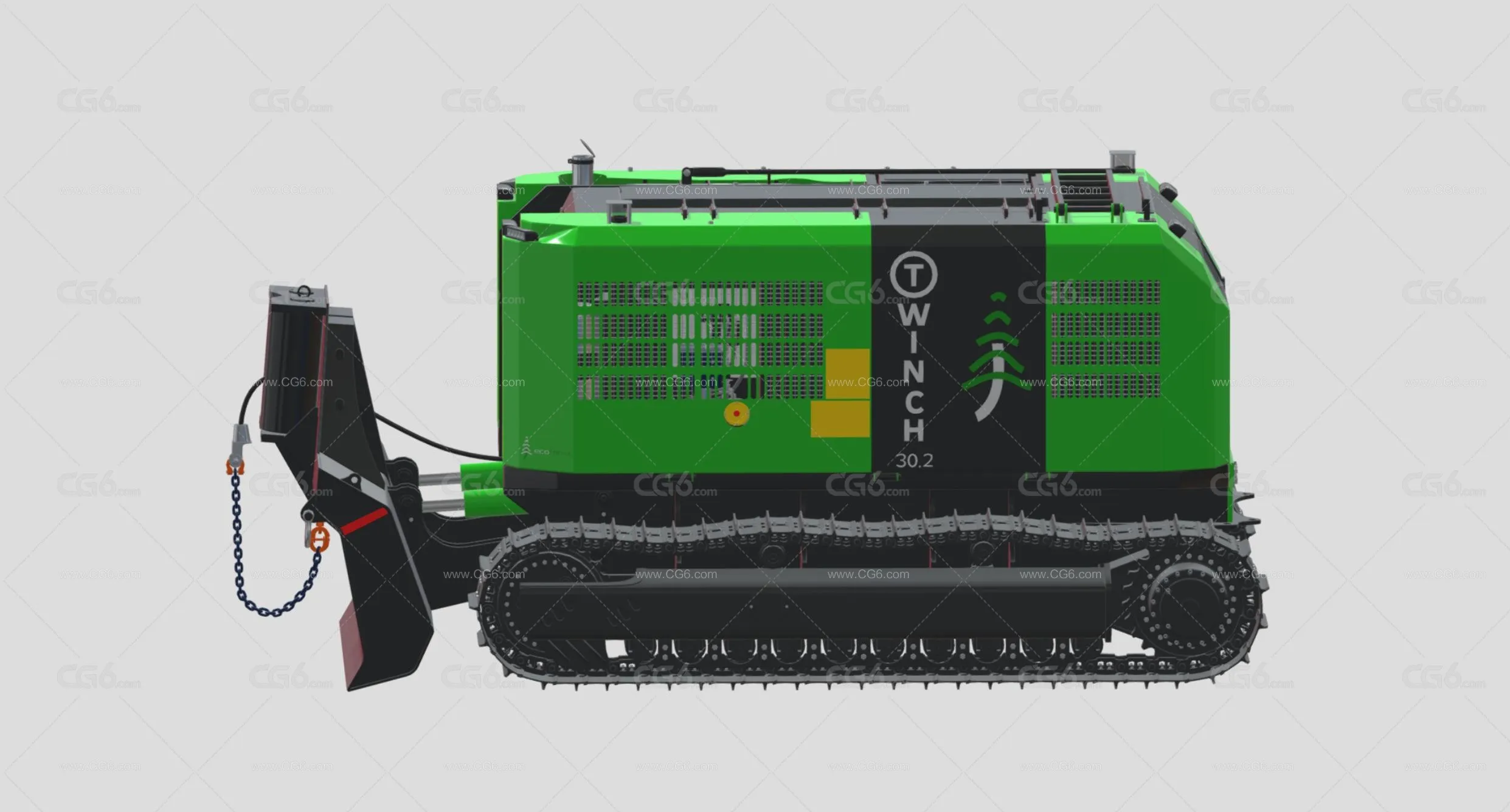 T型绞车  T型绞盘 牵引绞车 推土机 木材采伐机 伐木辅助机器3D模型-2
