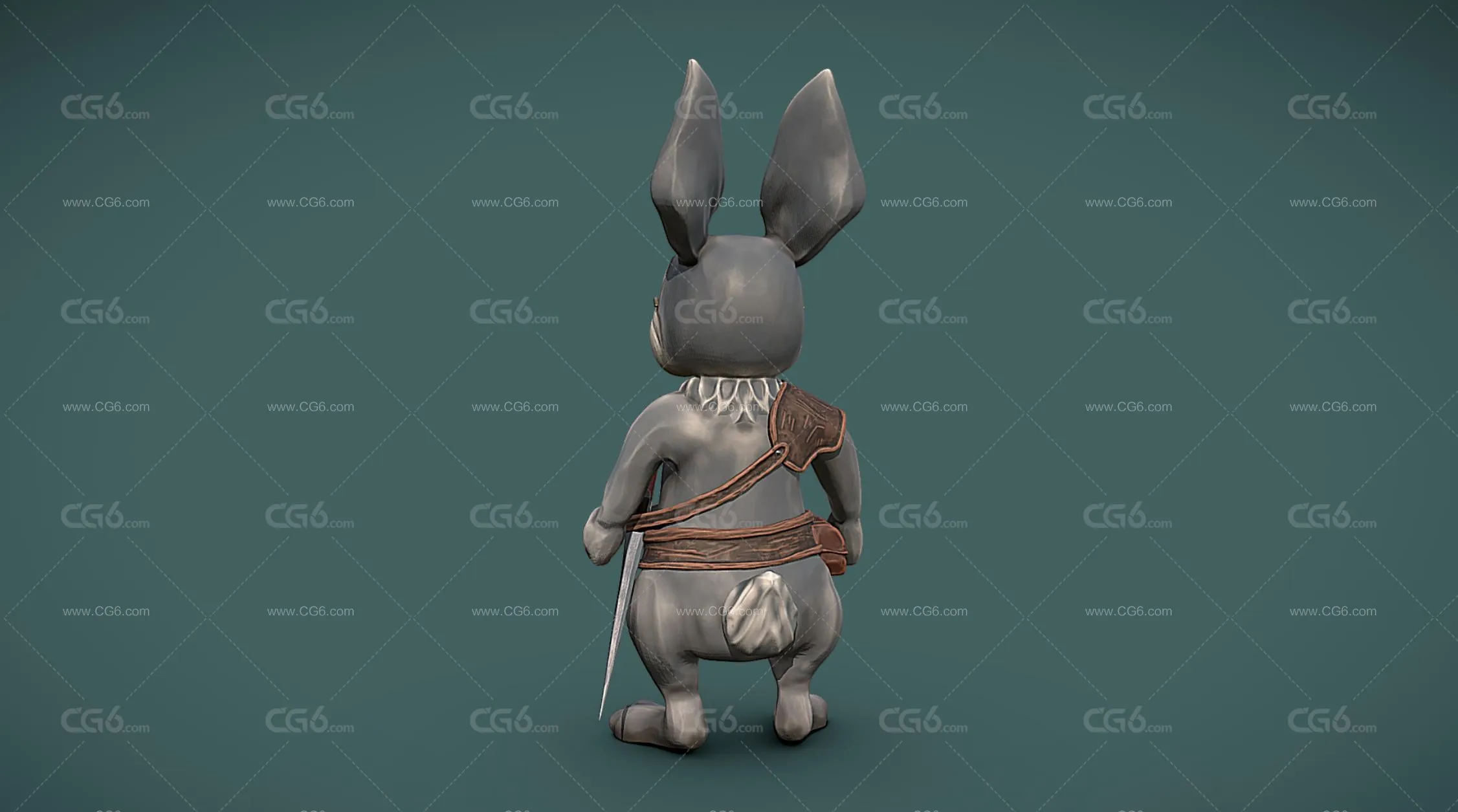 兔子骑士 兔子旅行者 兔子武士 石头兔子摆件 兔子战士摆件3D模型-4