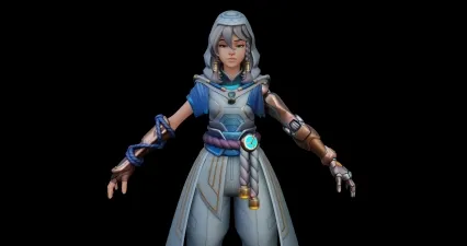次时代守望女孩 幻想人物 刺客 游侠 武士 女侠 未来女战士 机器手臂 动漫动画卡通人物带绑定