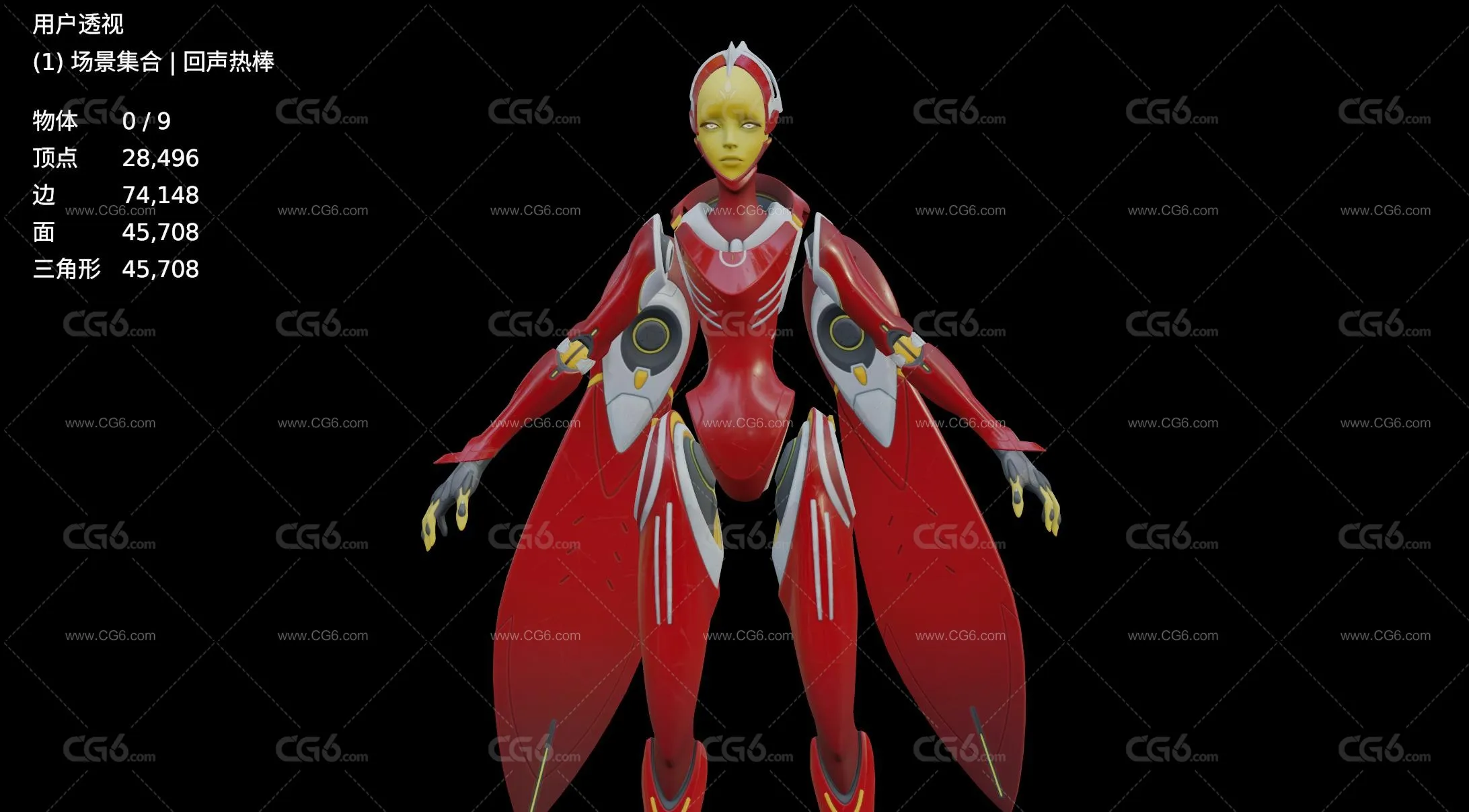 红色科幻机甲战士女人形 高达战士 太空战士 机甲战士 人工智能 机械战甲机器人带绑定-4