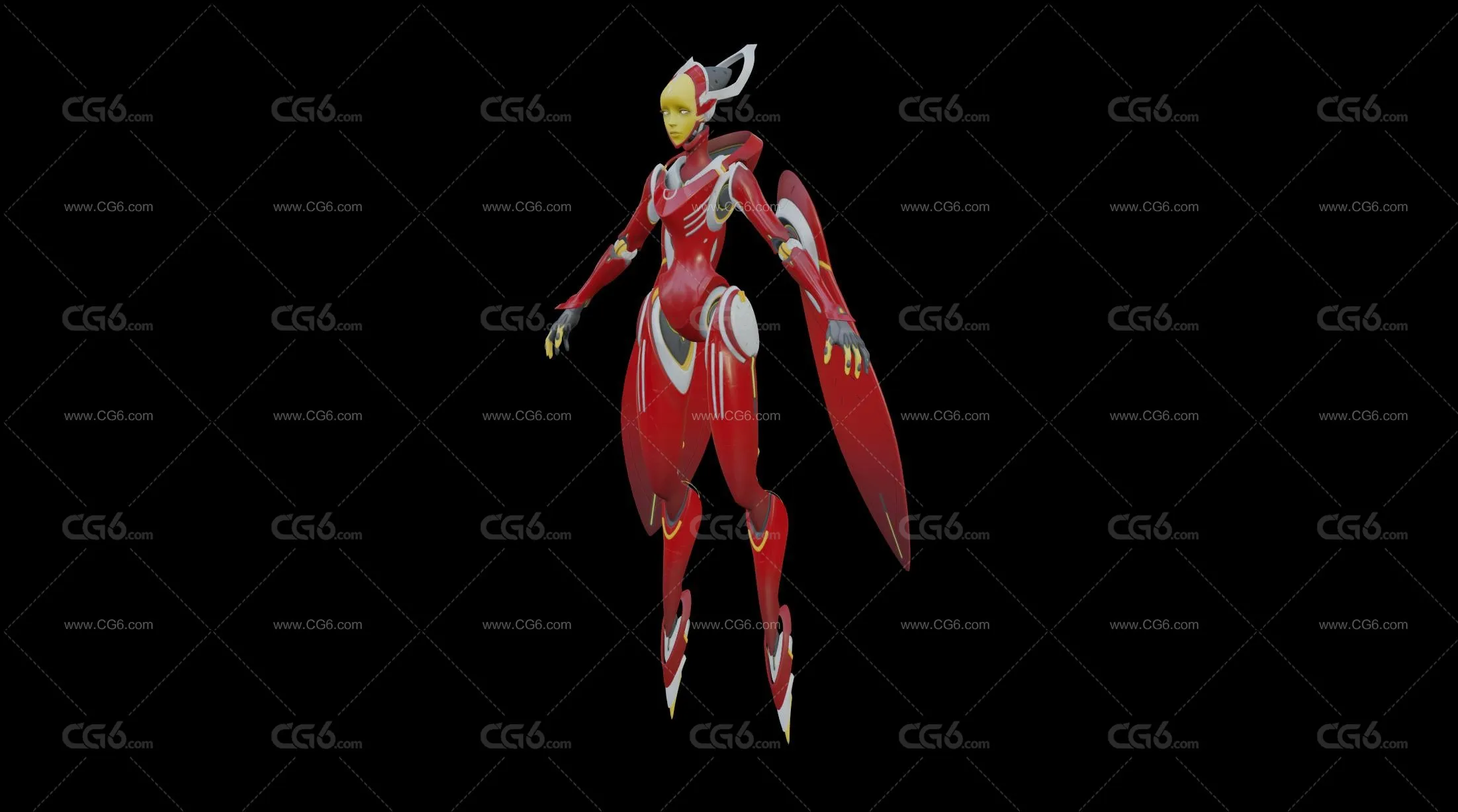 红色科幻机甲战士女人形 高达战士 太空战士 机甲战士 人工智能 机械战甲机器人带绑定-3