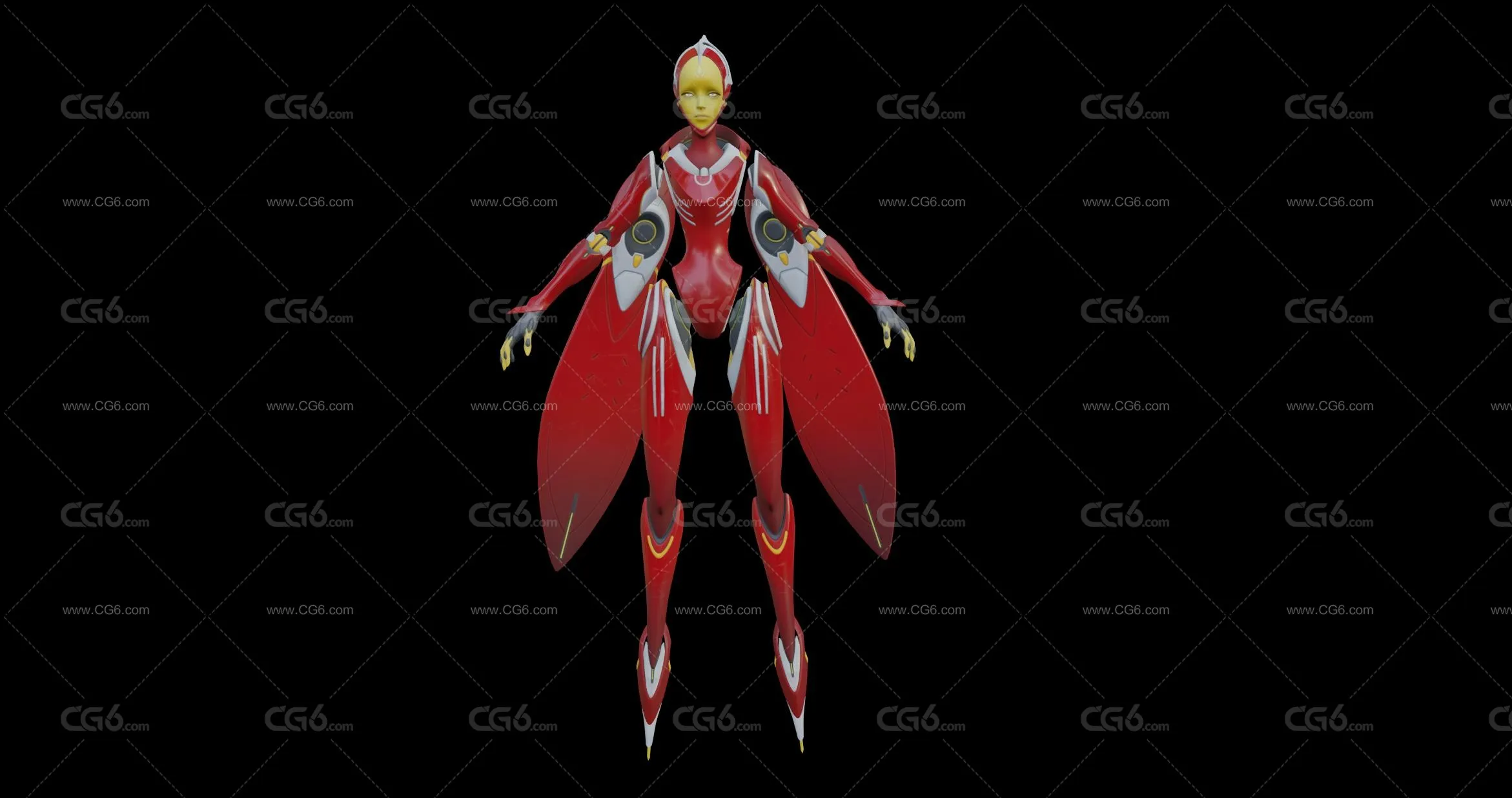 红色科幻机甲战士女人形 高达战士 太空战士 机甲战士 人工智能 机械战甲机器人带绑定-2