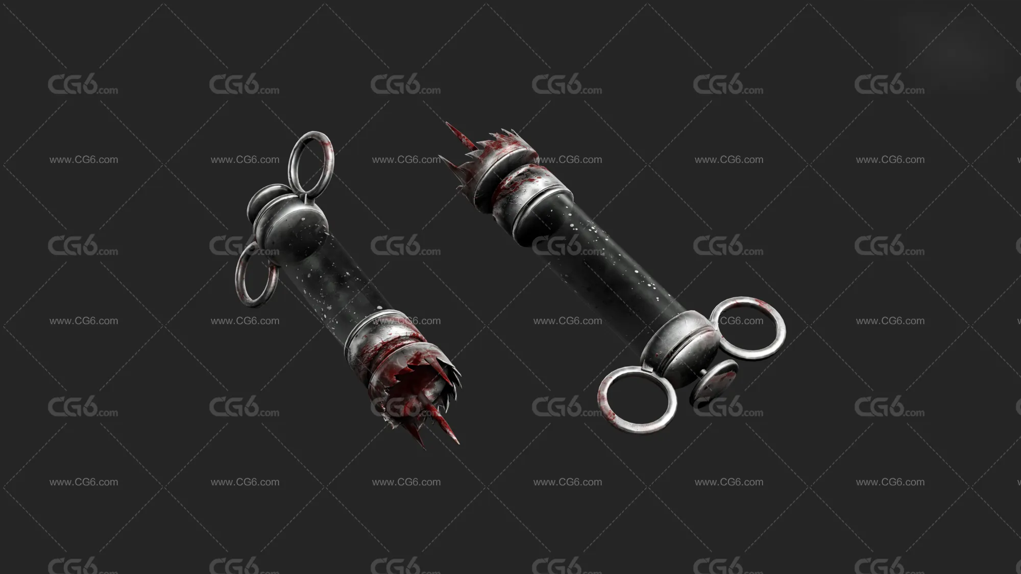 次时代PBR恐怖电影 游戏 惊悚 注射器 道具 枯萎病注射器3D模型-1