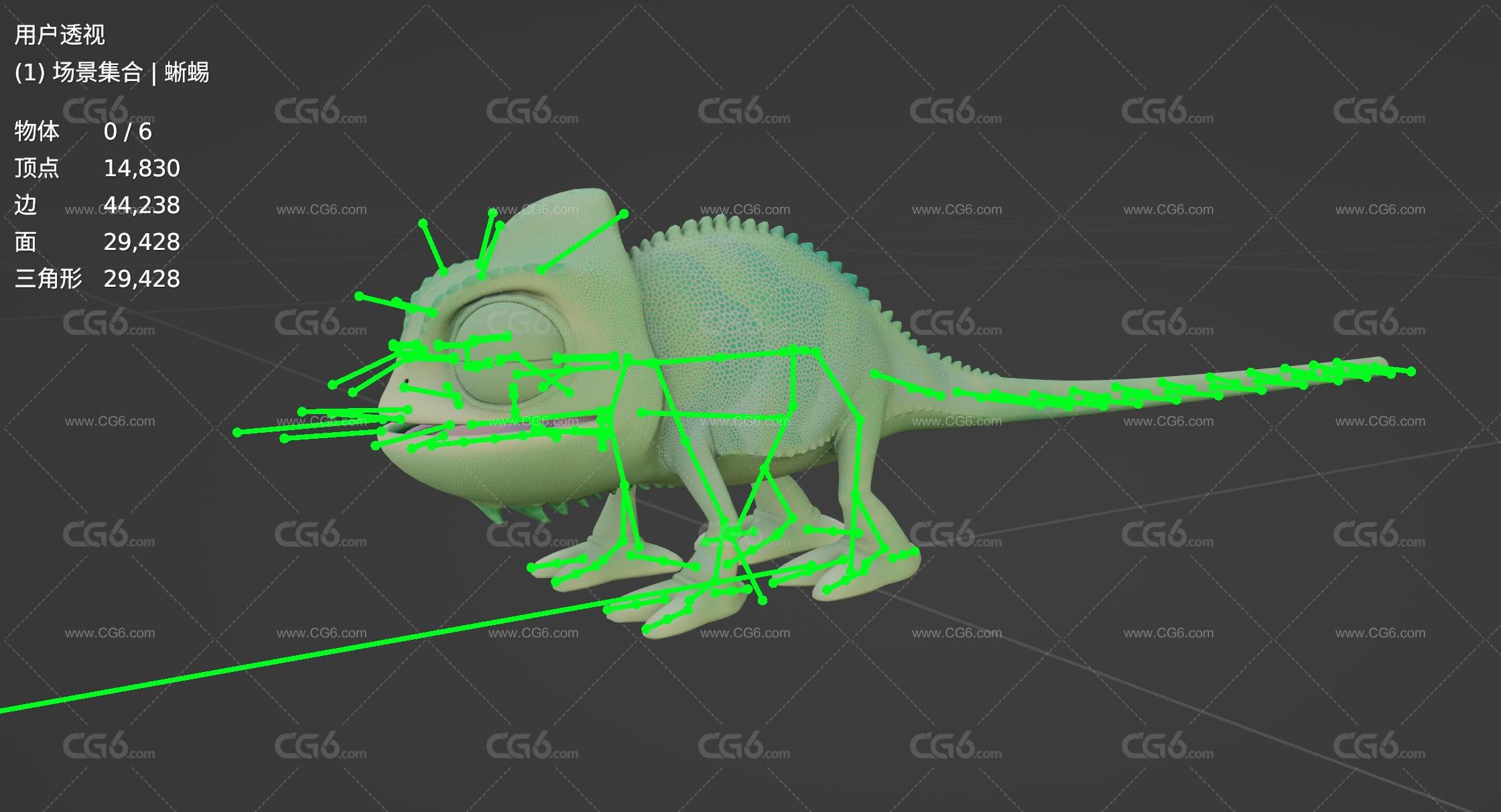 卡通蜥蜴  变色龙 动画角色 卡通角色带绑定3D模型-3