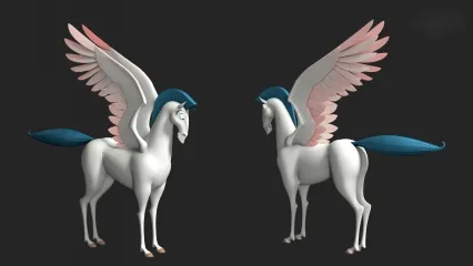 飞马座 卡通飞马 天马 神马 仙马 卡通角色带绑定3D模型
