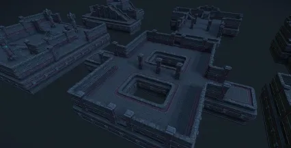 卡通手绘地牢关卡套件 地牢迷宫 中世纪监狱 祭坛 魔法建筑 卡通场景