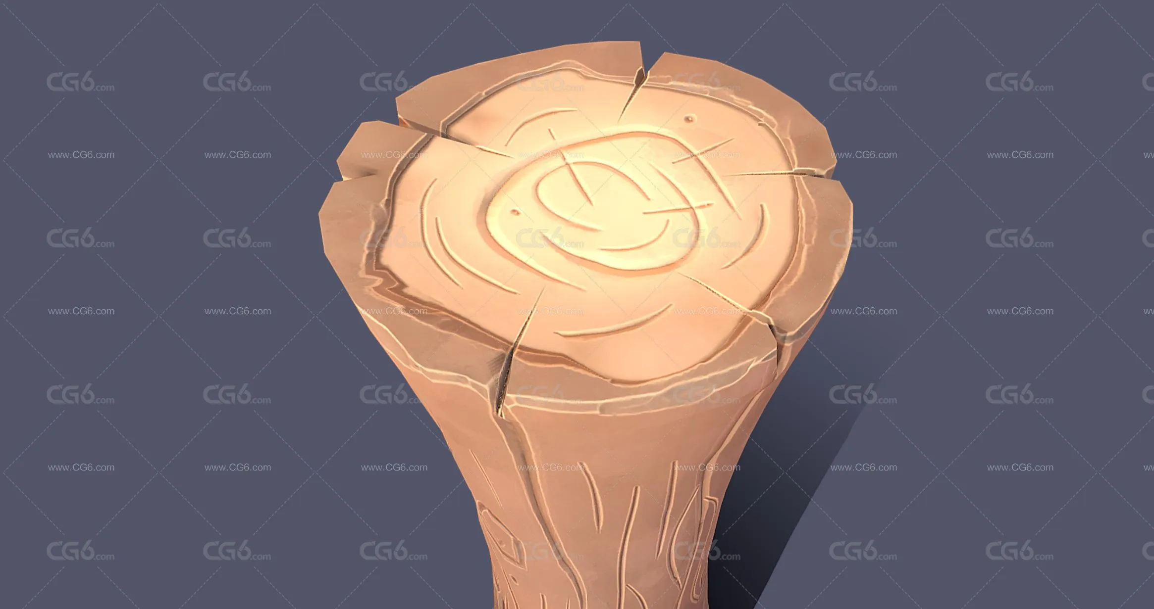 LOWPOLY卡通木材 木头 卡通木头 原木头 树木 卡通游戏道具3D模型-3